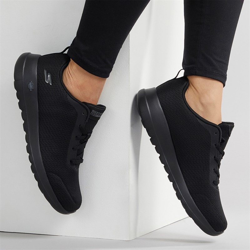 SKECHERS Womens Go Walk Joy Aurelia Trainers Black/Black