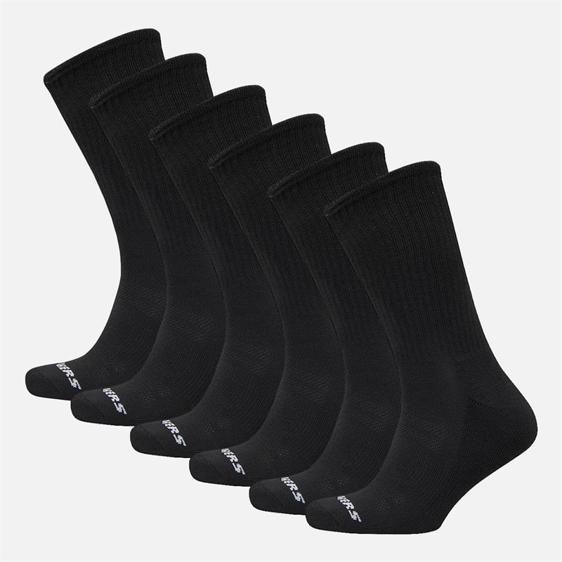 SKECHERS Six Pack Crew Socks Black