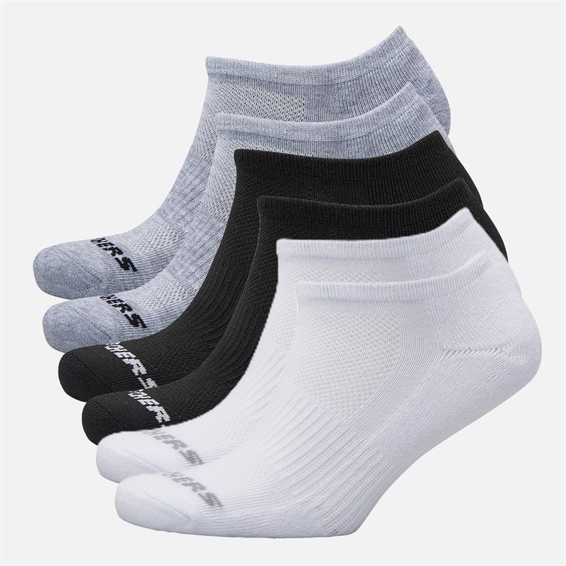 SKECHERS Six Pack No Show Socks White/Black/Grey