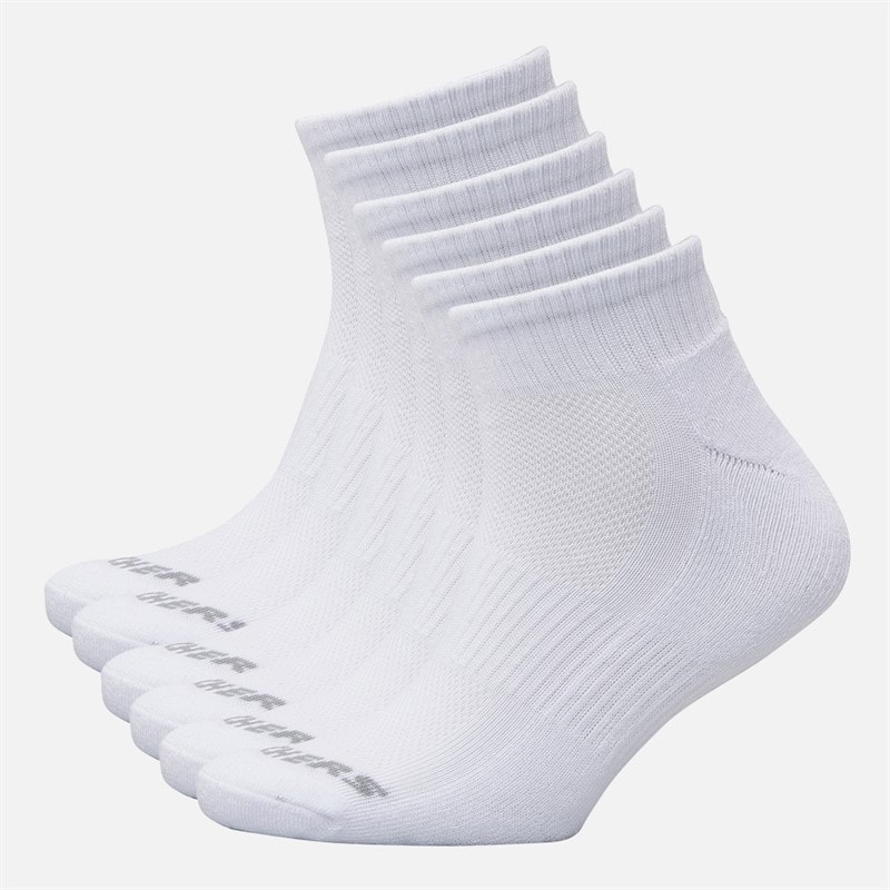 SKECHERS Six Pack Quarter Socks White Traditional