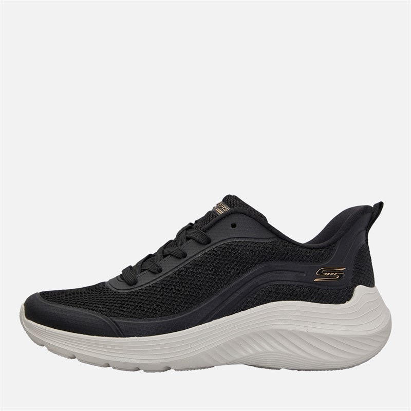 SKECHERS Womens Skechers Bobs Sport Squad Waves Still Trainers Black/White