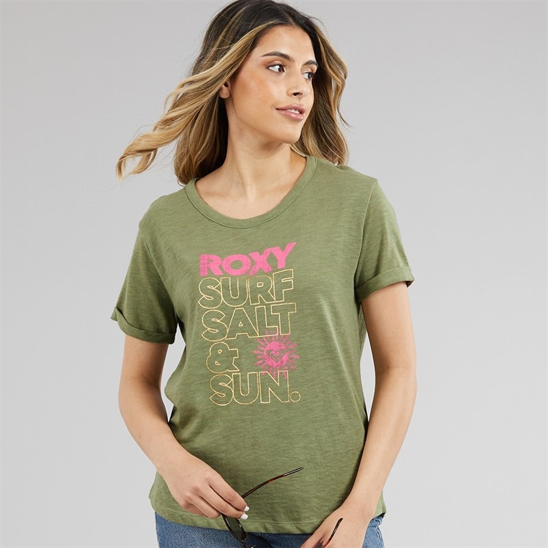 Roxy Womens Oceanwave T-Shirt Oil Green