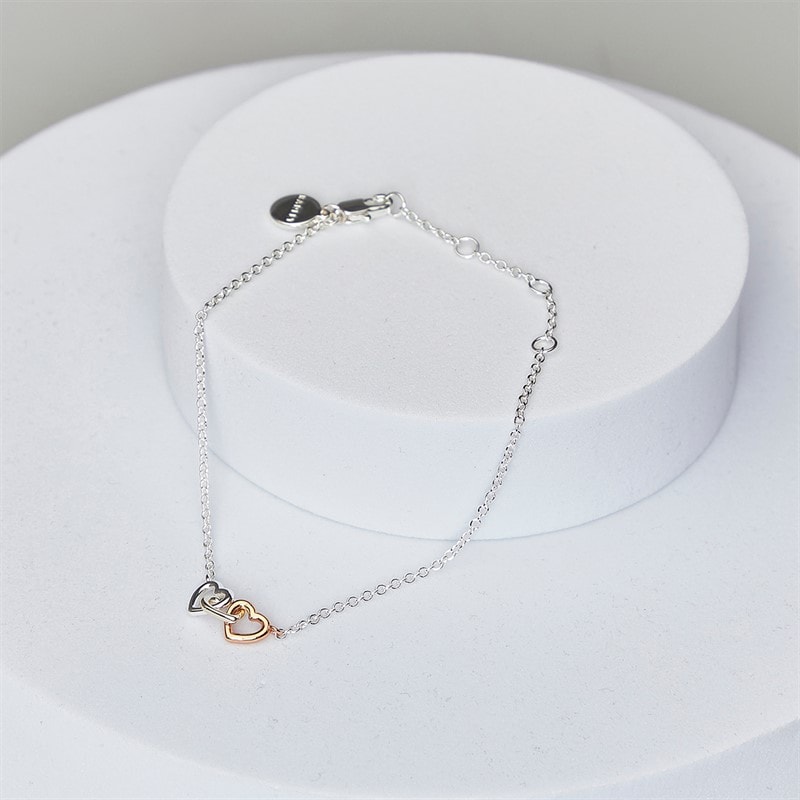 RADLEY Womens Triple Plated Heart Charm Bracelet Gold Plated/Rose Gold Plated/Silver