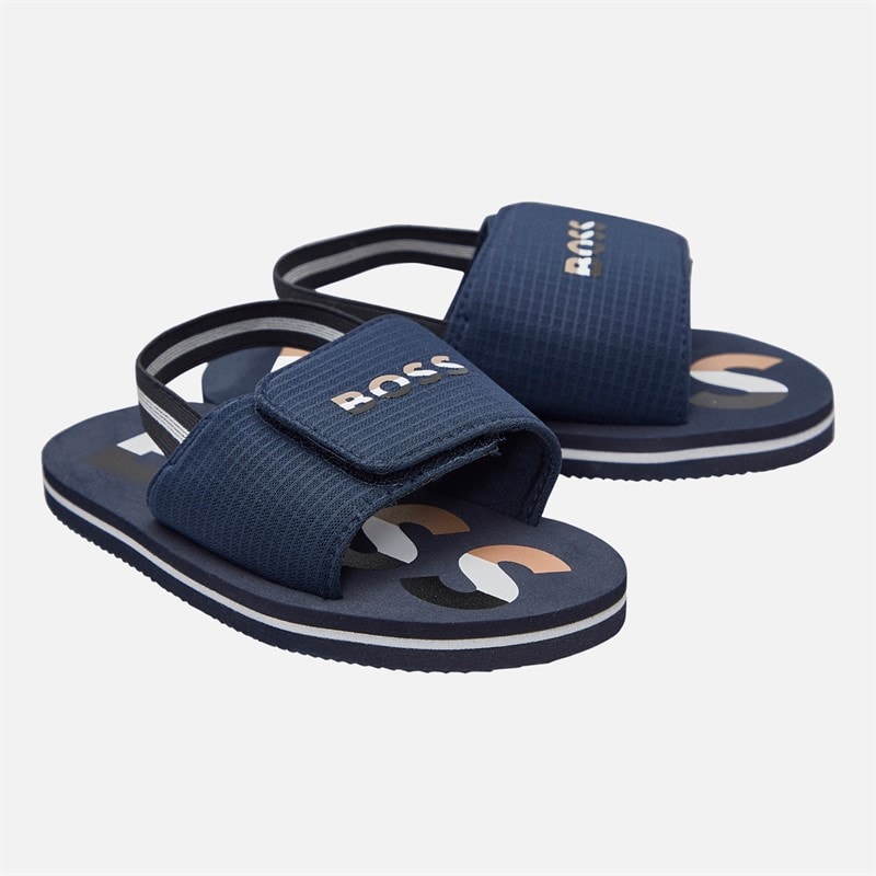 BOSS Infant Boys Elasticated Sliders Navy