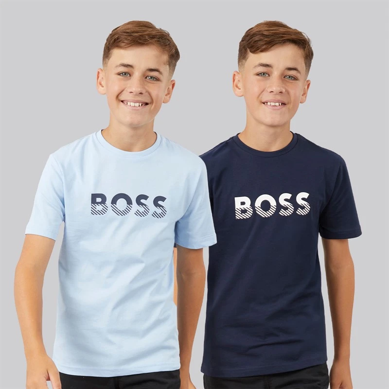 BOSS Boys Two Pack T-Shirts Pale Blue/Navy